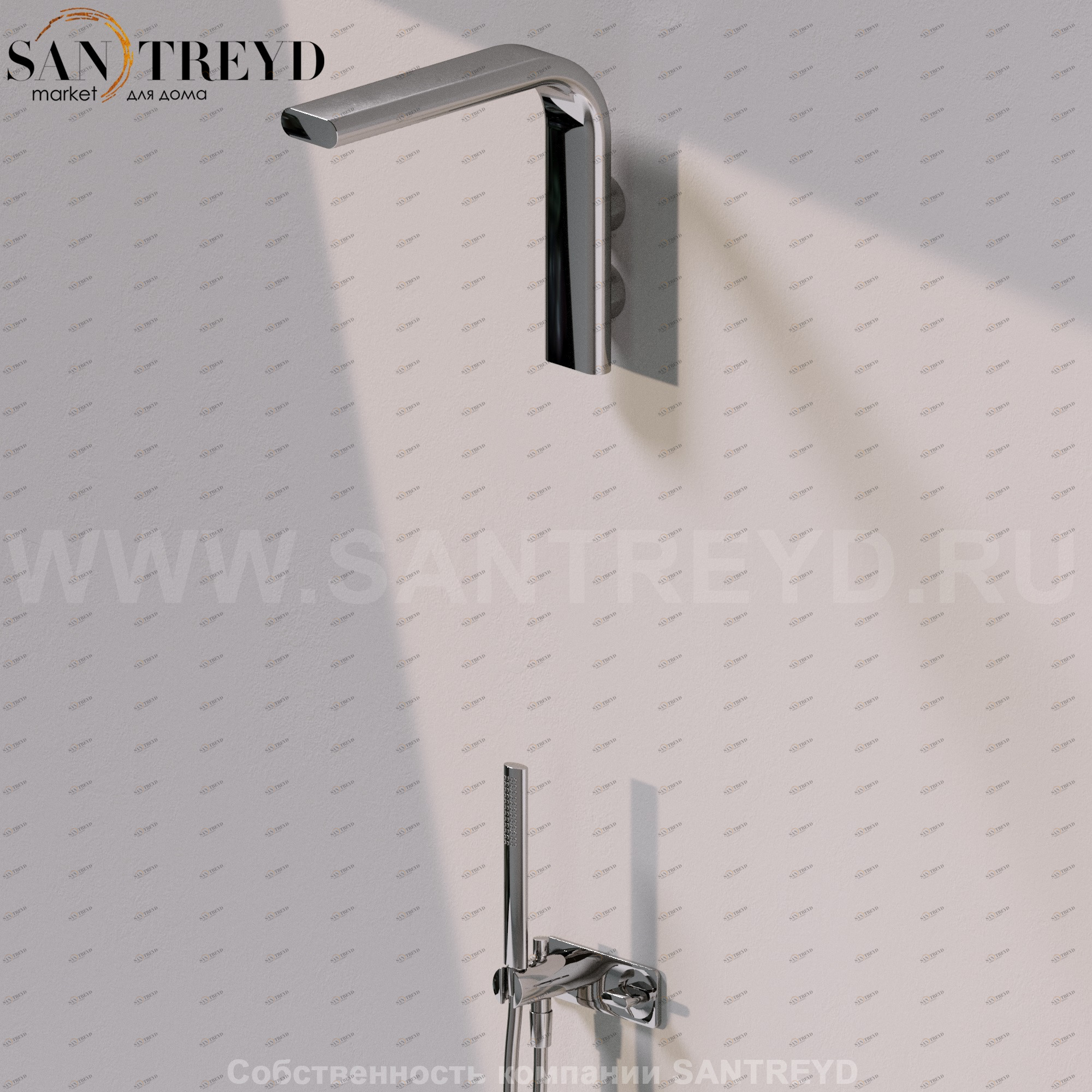 NOKE Комплект из смесителя с инвертором, с настенным душем и ручным душем NK3260.CR Santreyd 