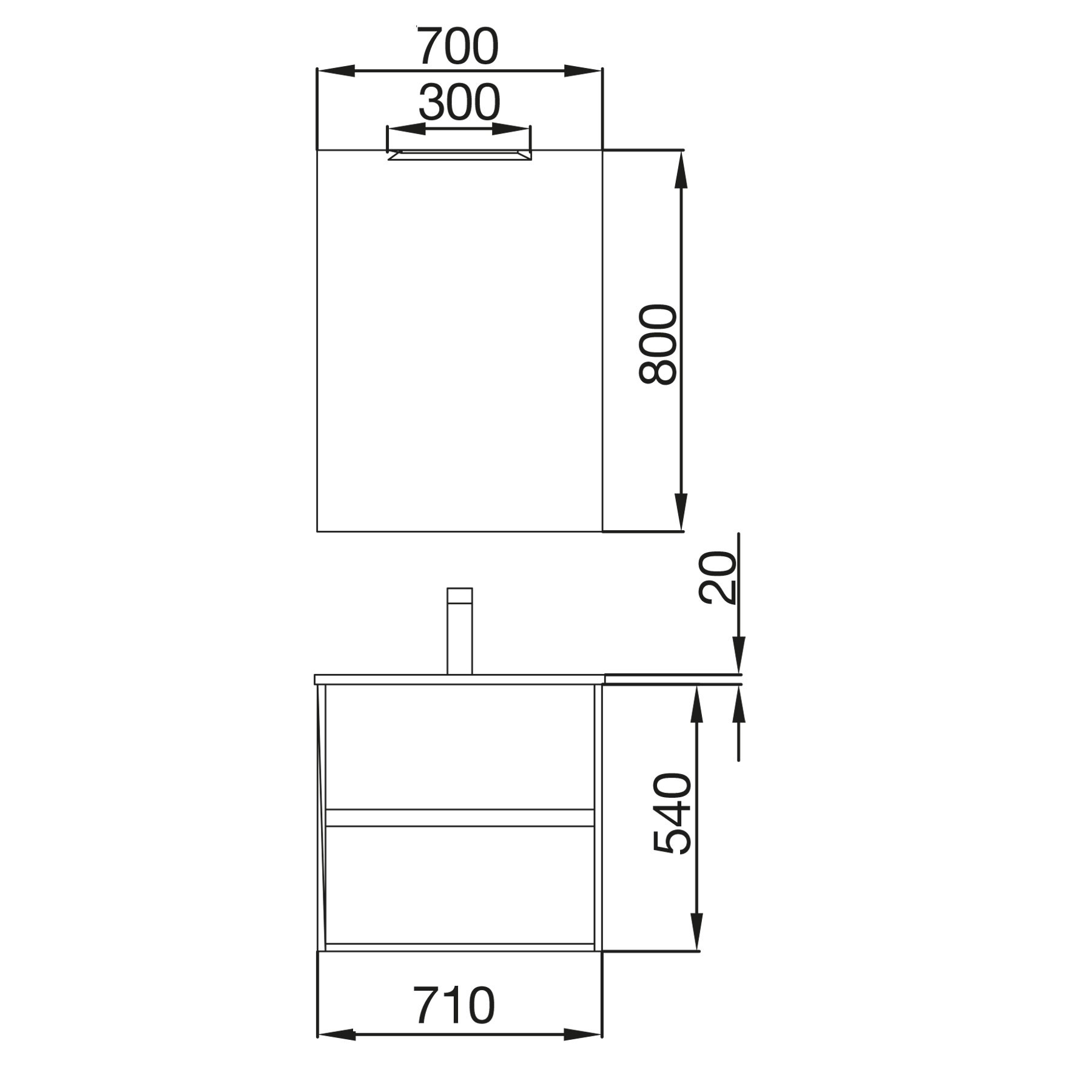 85034 SALGAR Комплект мебели для ванной NOJA 700 MATT GREY + Раковина + Зеркало + Свет Мэтт Грей - Вид №2