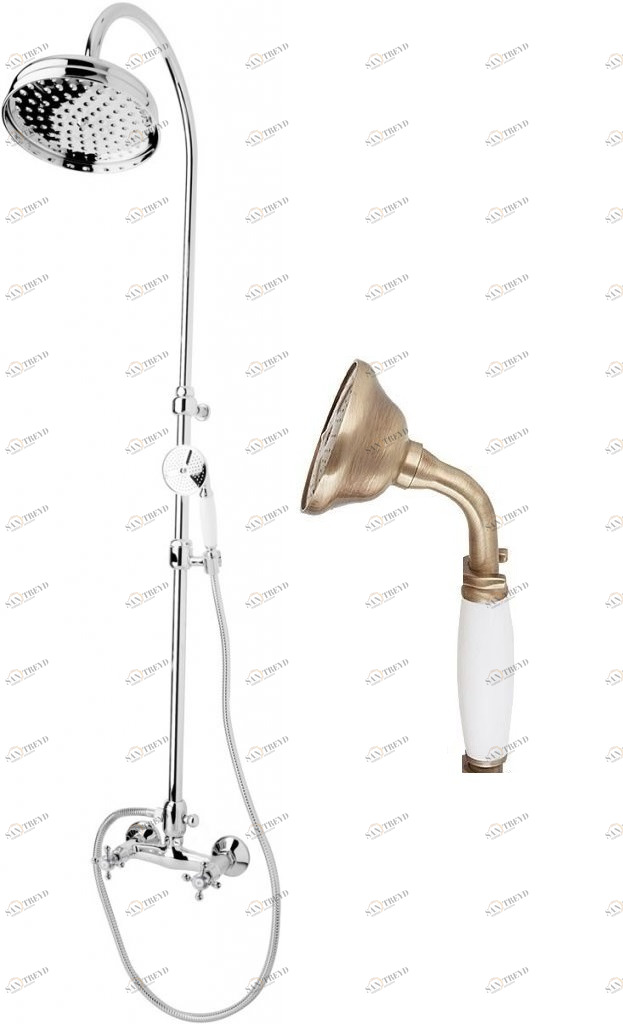 Душевая стойка со смесителем, верхним и ручным душем CEZARES GOLF-CD-02-Bi Lord