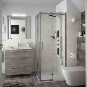 26590 SALGAR Мебель для умывальника FUSSION CHROME 800 3 ящика BAY PINE 797 x 868 x 450 мм Лавровая сосна