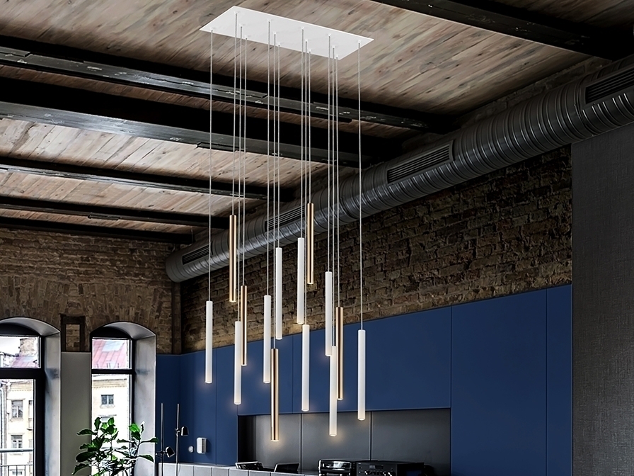 098238 Подвесной светильник 14L золотой/белый большой Schuller Varas  - Вид №1