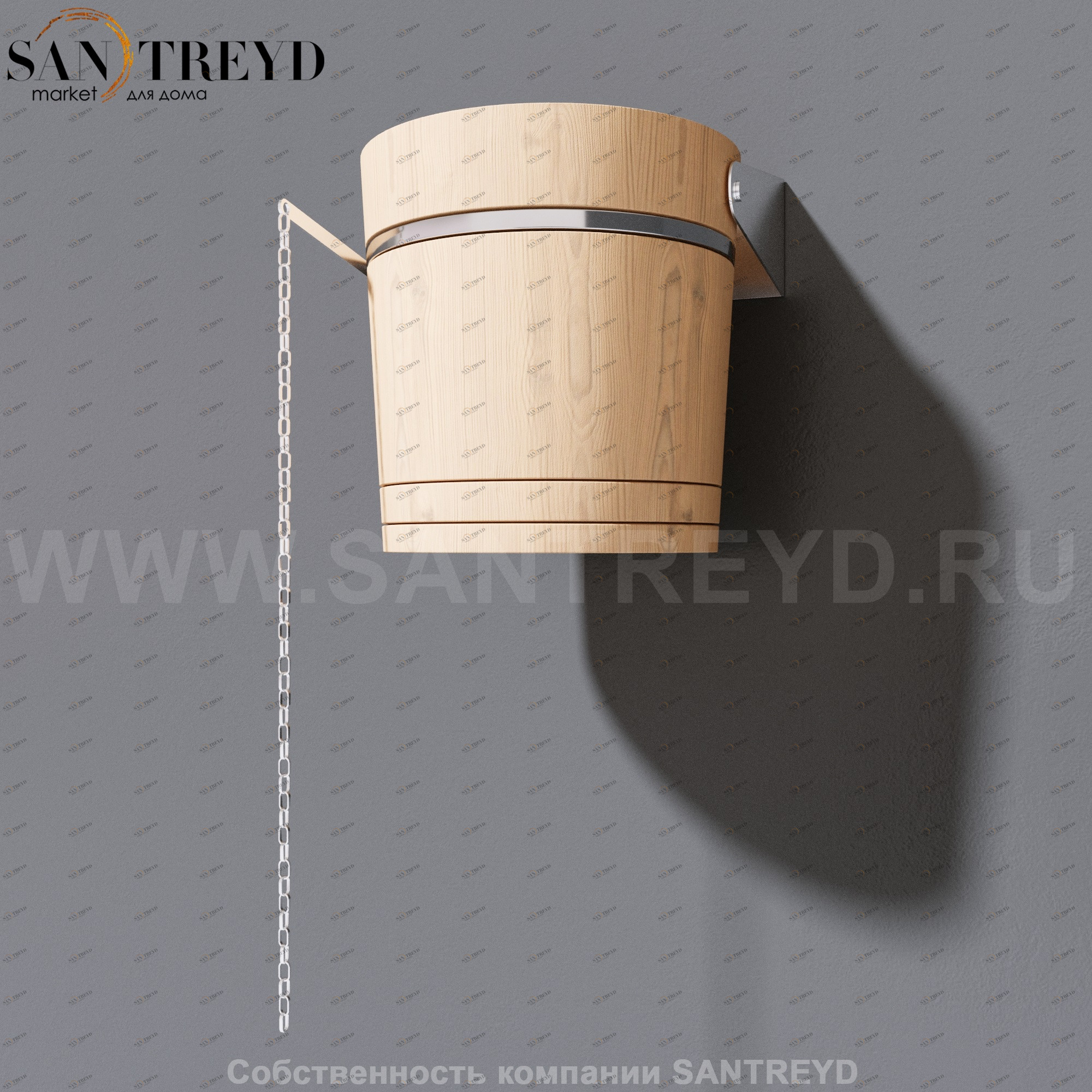 Effegibi ACCESSORI Ведро-водопад для сауны из ели с регулируемым поплавковым клапаном и объемом воды 4,5-5 л PP50000001