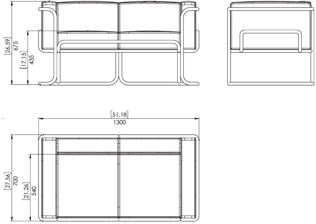 Prieto Studio Кожаный диван с алюминиевой конструкцией Lotus Lot002 - Вид №7