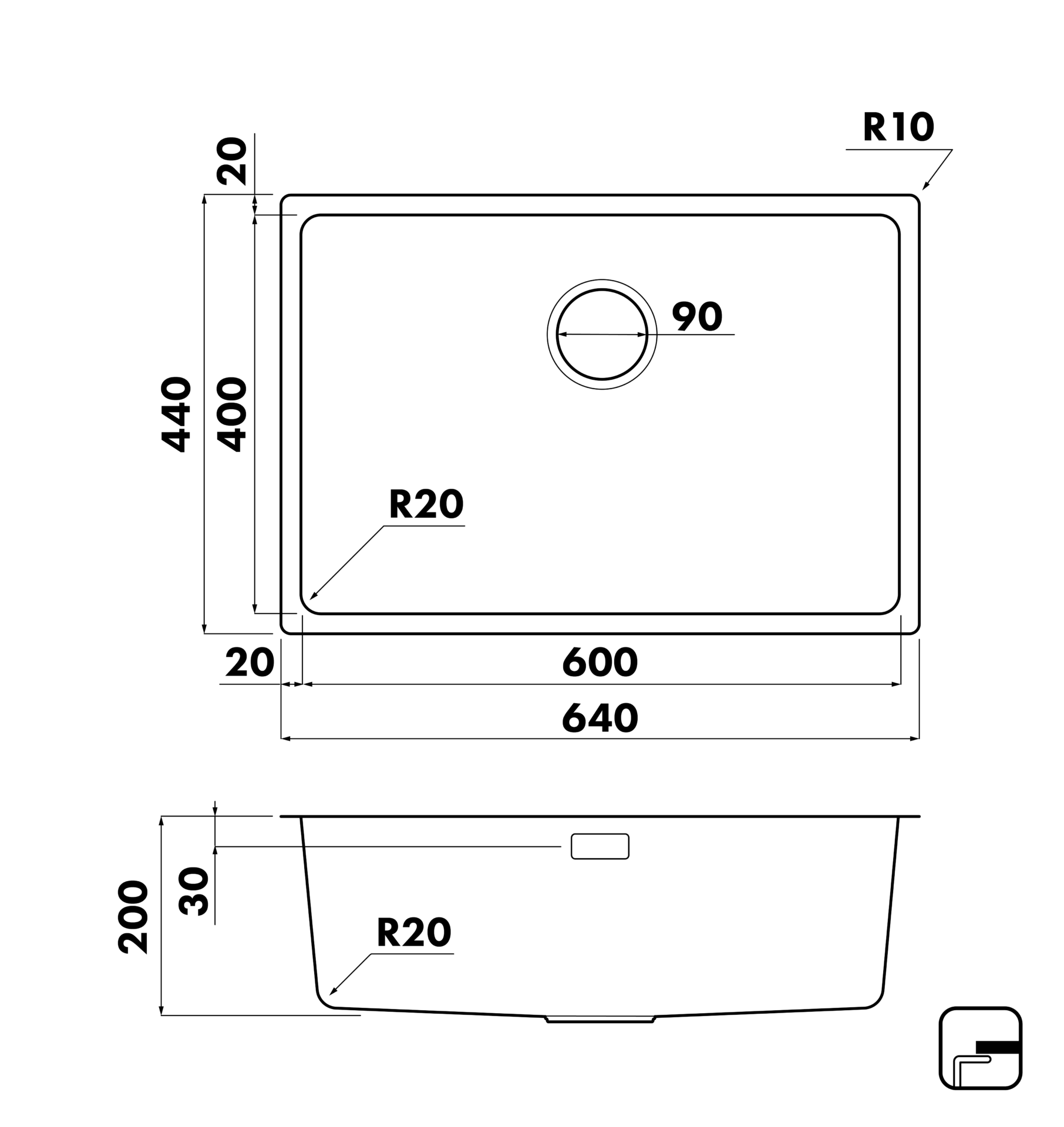 Кухонные мойки Eco Roma U SMR-6444A SEAMAN  - Вид №3