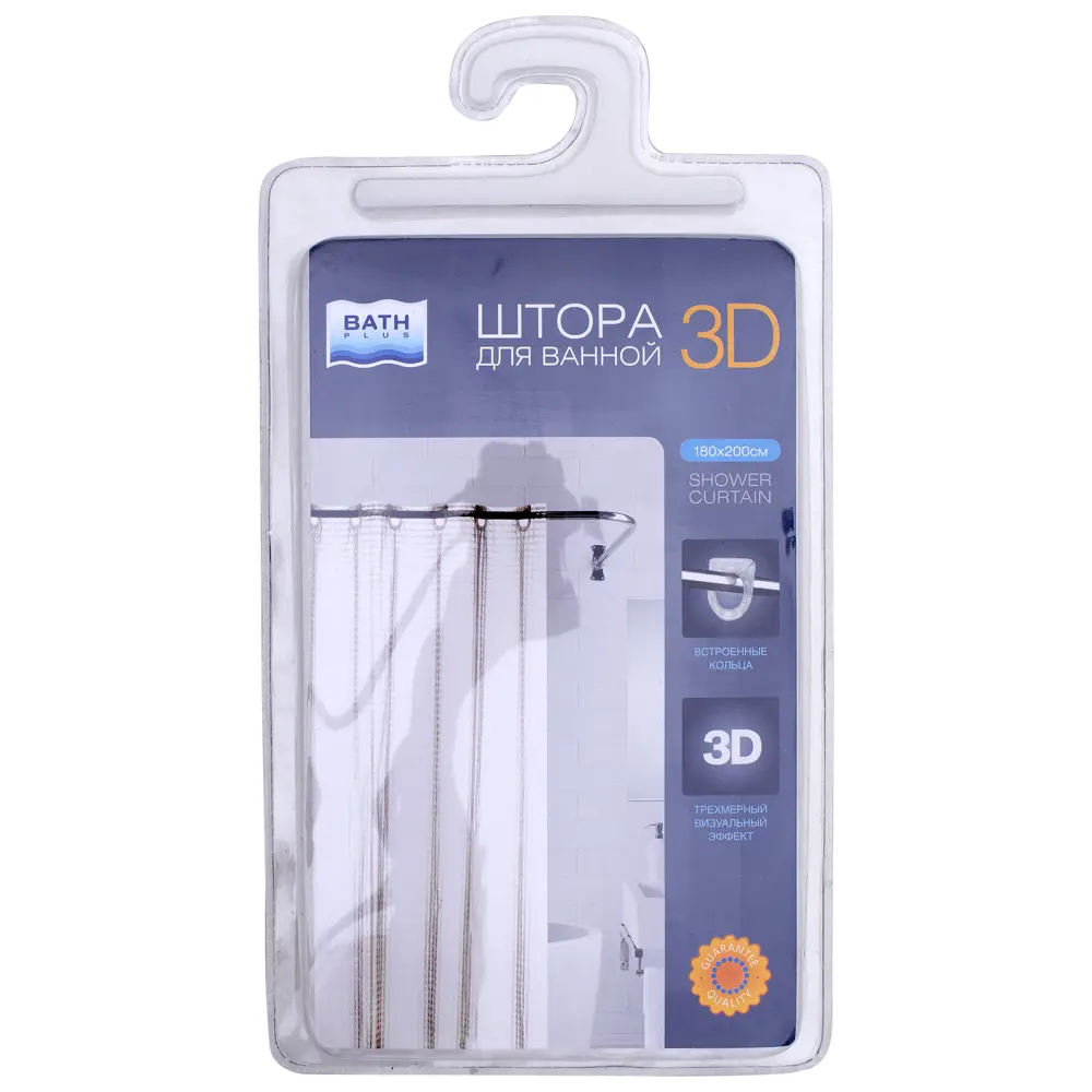 Штора для ванны, с эффектом 3D, 180х200 см, ПВХ, цвет белый 15499721 STLM-2073458 BATH PLUS Без серии - Вид №1