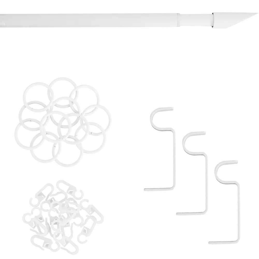 Карниз однорядный раздвижной d19/16 мм наконечник скол 160-320 см цвет белый ORBIS STLM-2171513 - Вид №1