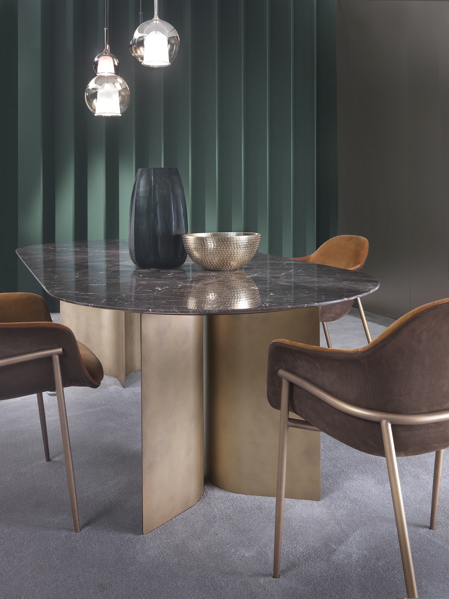 Овальный стол с мраморным верхом и изогнутым металлическим основанием Marelli Wave ARCH-00138111 - Вид №24