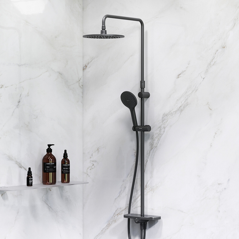 F0780222 душ.система: верхн.душ 220мм ручной душ 120 мм 3 функции душ.штанга 1030-1460 мм AM.PM Like - Вид №1