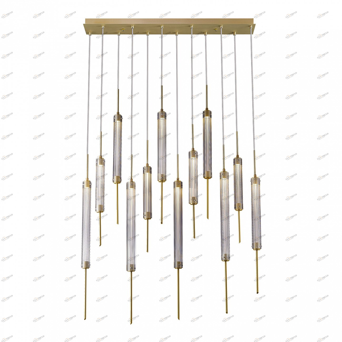 Светильник подвесной на 12 ламп 160х100 см латунь Delight Collection PR98041-12 brass DELIGHT COLLECTION ДИЗАЙНЕРСКИЕ 00-3882375 Золото;прозрачный 