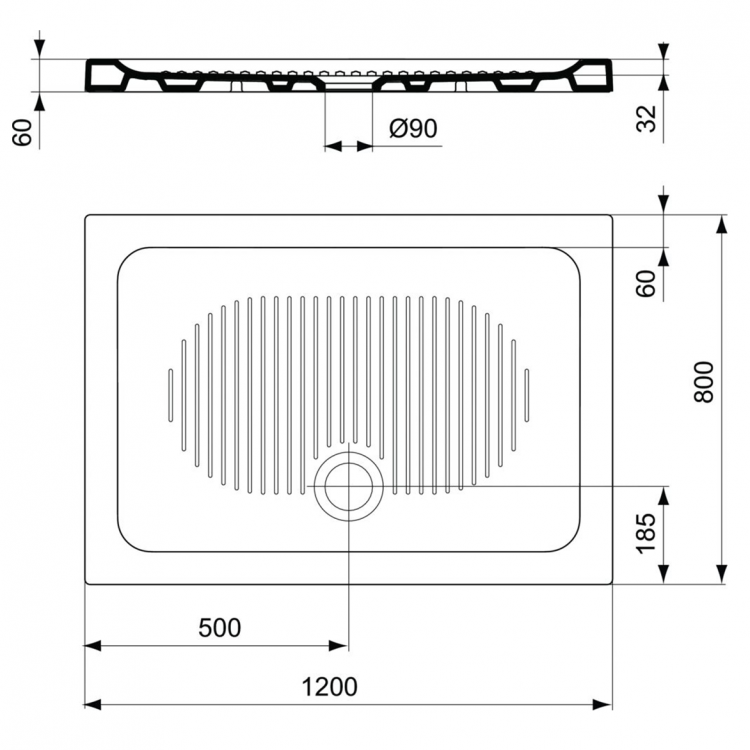 T267901 Душевой поддон 120X80 см Ideal Standard CONNECT - Вид №2