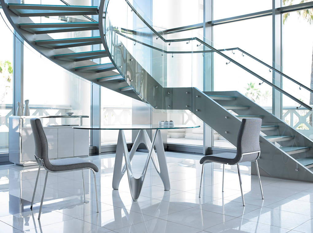 Обеденный стол круглый стеклянный белый 110см B063 от Angel Cerda ANGEL CERDA  00-3865627 Белый;прозрачный  - Вид №2