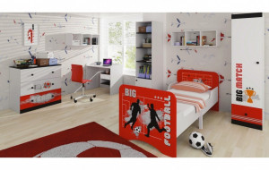 P14081910 Модульная детская Polini kids Fun Футбол, красно-черный, композиция 2 ВПК (Тополь)