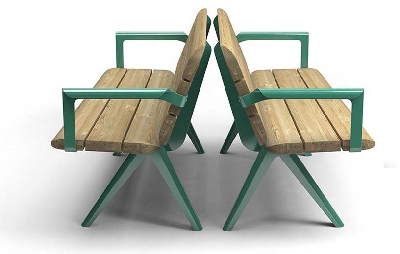 VESTRE Скамья из нержавеющей стали и дерева с подлокотниками со спинкой Nunu sun-id-1442513 - Вид №1