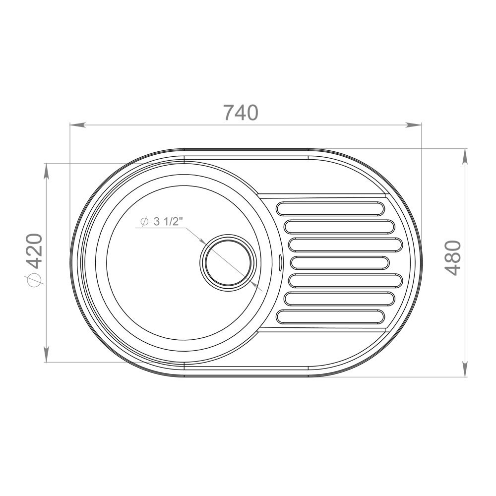 RQ55 бежевый Мойка кухонная прямоугольная Raiber  - Вид №1
