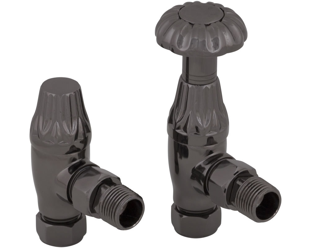 QSS046 Входной ручной клапан радиатора Crocus Wheel 15 мм (черный никель) Сarronheating  - Вид №1