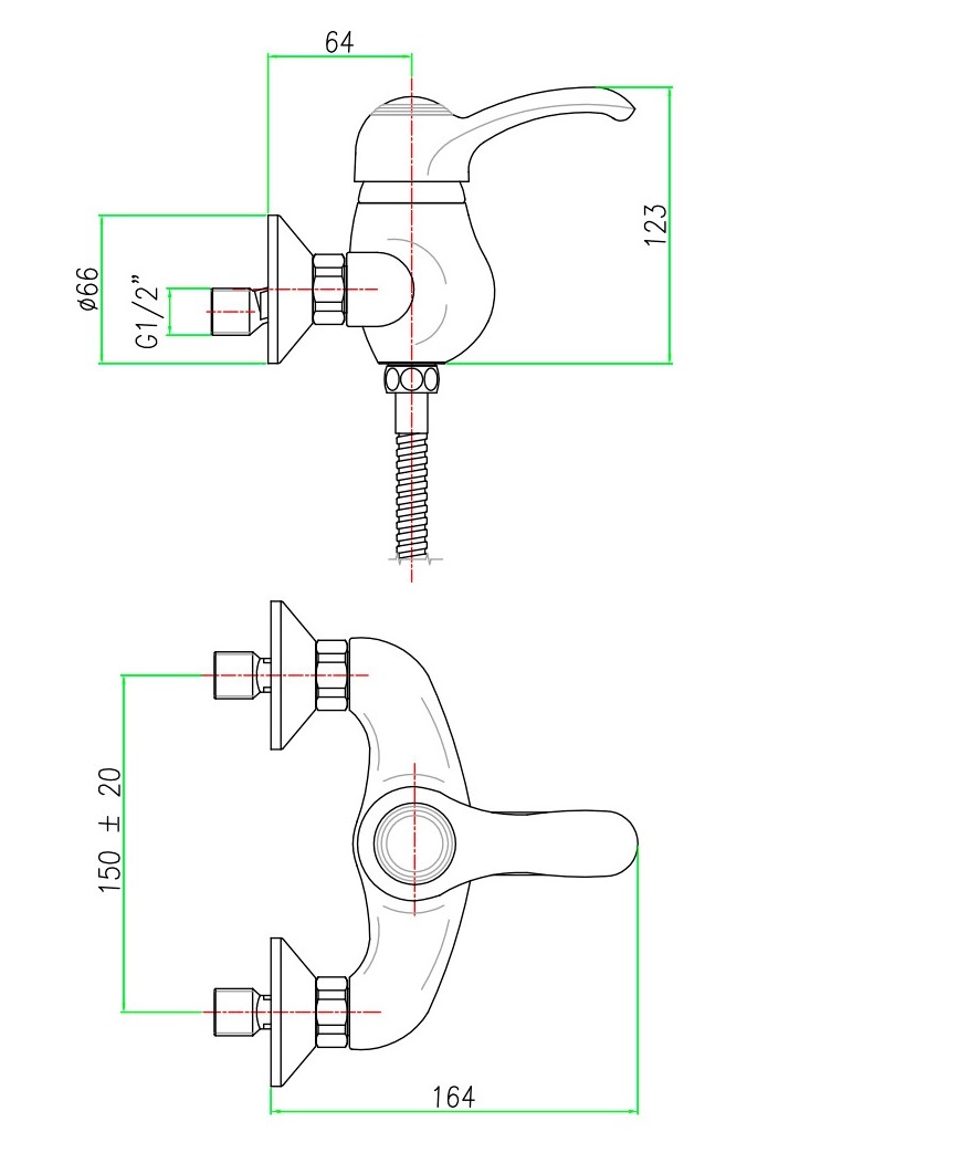 AU870102010 Смеситель для душа Webert Aurora - Вид №1