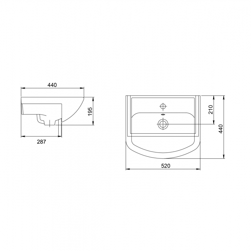 1.3120.1.S00.11B.0 Подвесная раковина настенная прямоугольная SANTERI  белая  - Вид №1