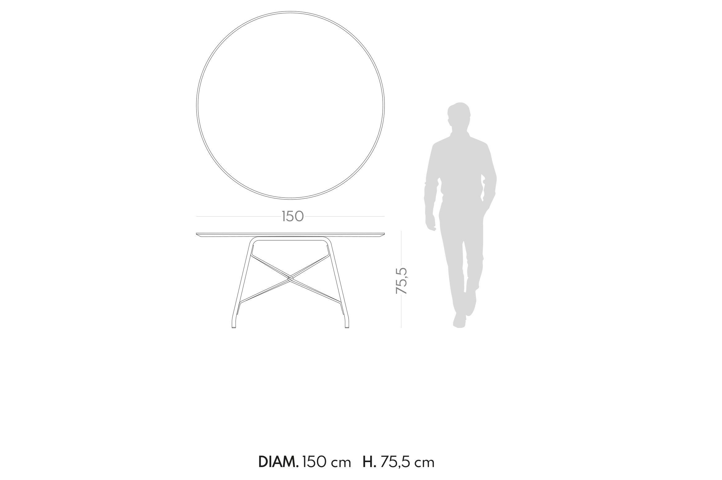 Круглый обеденный стол из нержавеющей стали и дерева PRADDY Metro ARCH-00055769 - Вид №2