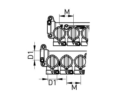 4 + 3 и 5 + 4 выхода утопленный мульти-перехват санитарный коллектор комплект TECO K4 ARCH-00118506 - Вид №6