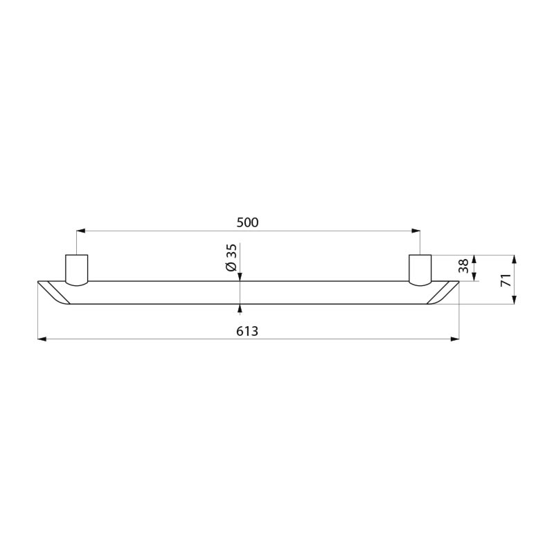 511905W Белый матовый опорный поручень Be-Line® Ø 35 мм, д. 500 мм DELABIE  - Вид №1