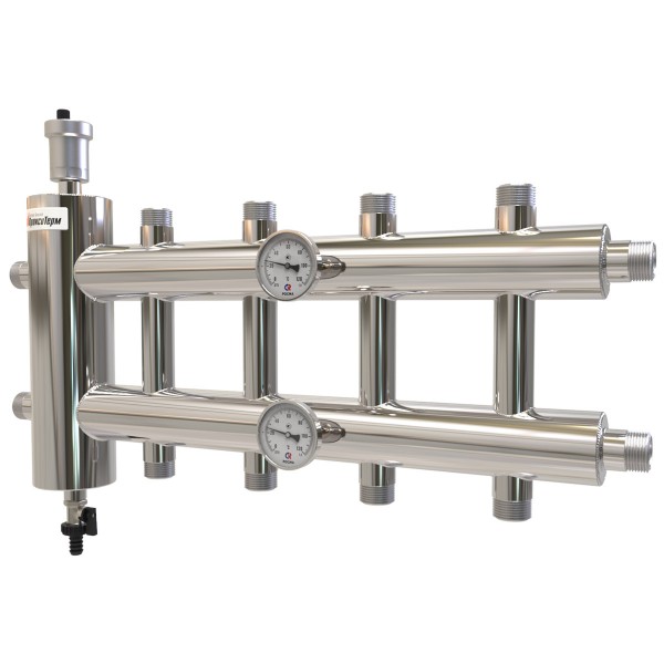 Купить Распределительный коллектор с гидрострелкой 60 кВт, 5 контуров Прокситерм GSK255 - Вид №1