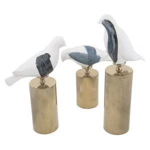 Статуэтка декоративная керамическая 22х9х21 см бело-голубая "Голубь" UNICO ПТИЦЫ 255466 Белый;золото;синий