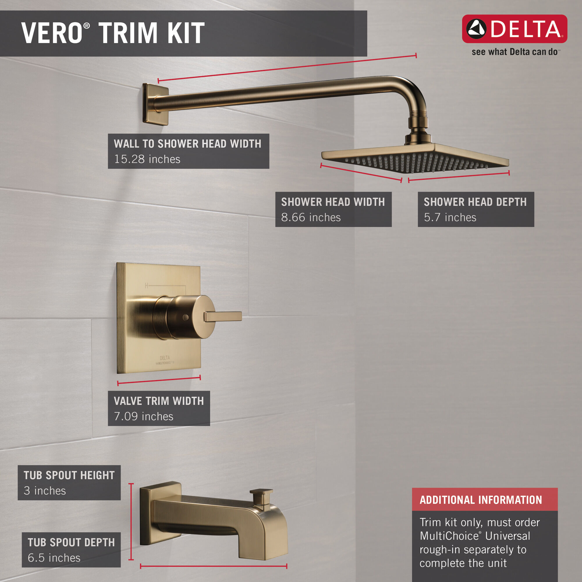 T14453-CZ-WE Для ванны и душа Monitor® серии 14 Delta Faucet Vero Шампанское бронза - Вид №1