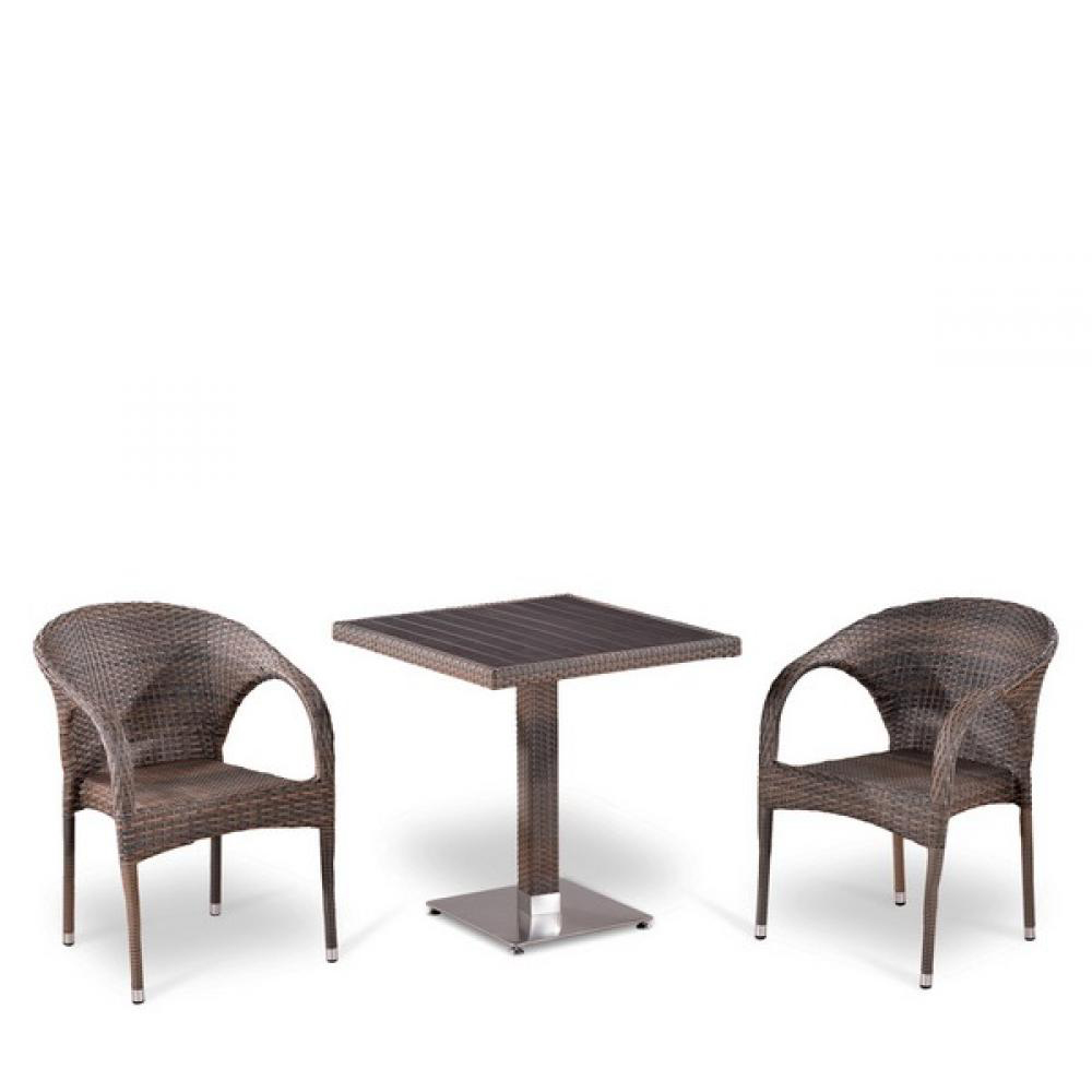 Мебель садовая, столик и кресла серые на 2 персоны Sinol AFINA  130541 Серый  - Вид №1