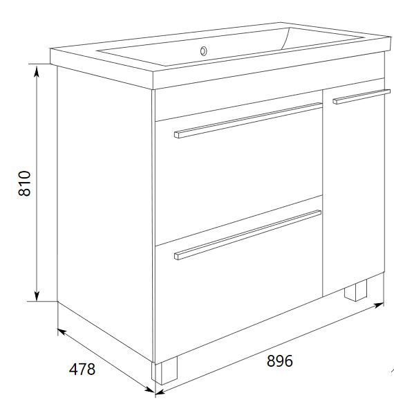 У51042 Тумба без раковины Соната 90Н 1д, 2я б/к 1 Marka Соната  - Вид №8