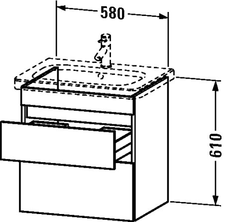 DS648001818 Тумбочка подвесная DuraStyle #DS6480 580 x 448 мм Белый матовый, декор Duravit - Вид №1