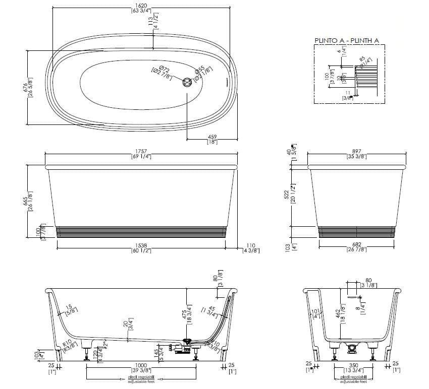 Овальная ванна в White Tec Plus Devon&Devon DOVE ARCH-00147021 - Вид №9