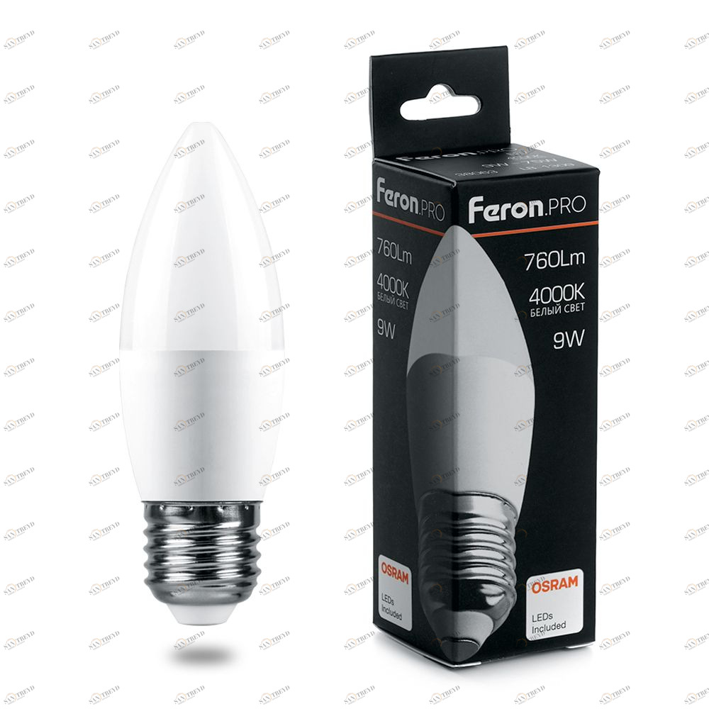 Лампа светодиодная Feron.PRO "Свеча" E27 7.5W 6400K OSRAM LED LB-1307 38058 FERON  00-3956734 Матовый 