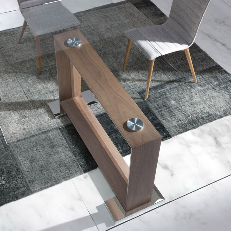 Обеденный стол стеклянный с деревянным основанием 200 см Natural от Angel Cerda ANGEL CERDA  150020 Прозрачный  - Вид №1