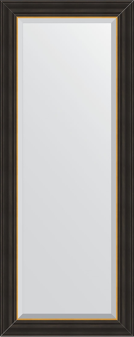 BY 3928 Зеркало с фацетом в багетной раме - черное дерево с золотом 71 mm EVOFORM Exclusive