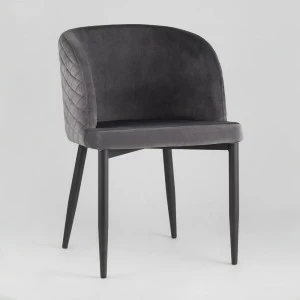 Стул с подлокотниками мягкий серый с черными металлическими ножками "Молли" STOOL GROUP ДИЗАЙНЕРСКИЕ 00-3881927 Серый