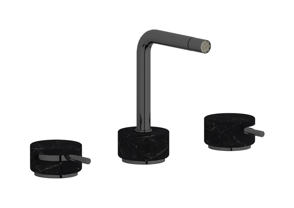 Смеситель для биде на 3 отверстия с донным клапаном WE ARE IB mm393cf_2 Black Chrome Marmo