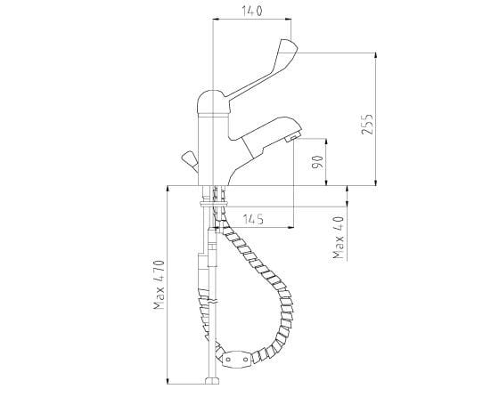 Смеситель для раковины с клиническим рычагом и выдвижным ручным душем Thermomat только ARCH-00064390 - Вид №2