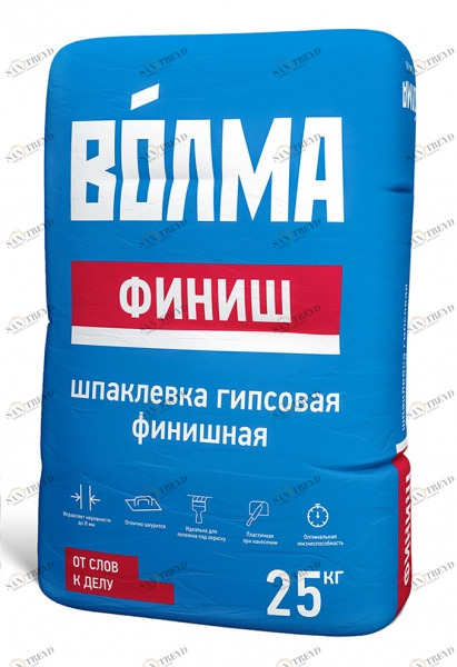 Шпатлевка (ветонит) тонкослойная  финишная гипсовая  Волма-Финиш 25 кг (белая) 254114