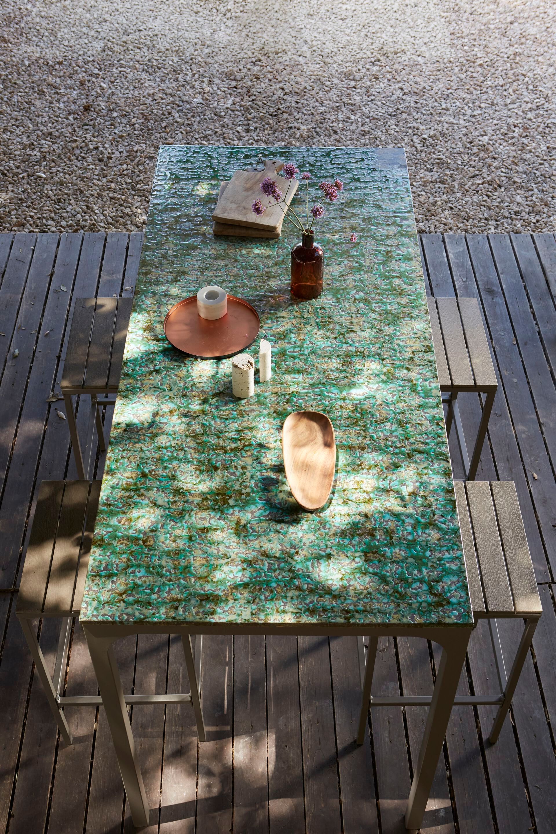 Прямоугольный стол из фаянса и нержавеющей стали DOMIZIANI современный ARCH-00109864 - Вид №1