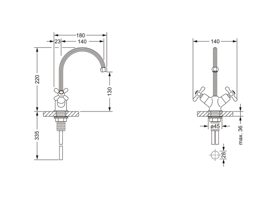 Смеситель для маленькой раковины, на одно отверстие 3/8" JOERGER Ramses 611.10.200.000 - Вид №1