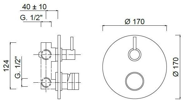 Rubinetteria Giulini Смеситель для душа с переключателем Myring Fmr0013-4 - Вид №1