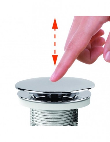 122400 093 00  Универсальный слив со встроенным сифоном Сифонетка для умывальника или умывальника, цифровой клапан Д. 65 мм, нержавеющая сталь и АБС Valentin Хром  - Вид №2