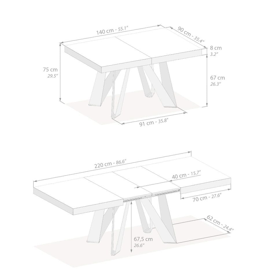 Выдвижной прямоугольный стол из железа с меламиновой столешницей Mobili Fiver ROMINA ARCH-00069646 - Вид №87