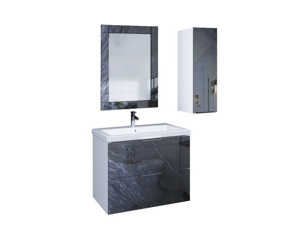 У72776 Тумба с раковиной Liriya 75П 2в.я. Black stone 1 Marka Liriya 