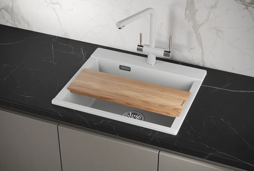 ES-5804, АРКТИК (БЕЛЫЙ), кухонная мойка, кварц, ESTETICA GRANULA 5804-ST230