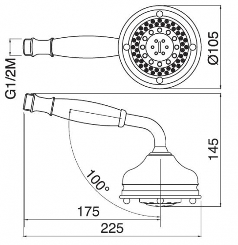 Ручной душ MIGLIORE Ricambi ML.RIC-33.110.CR - хром  - Вид №1