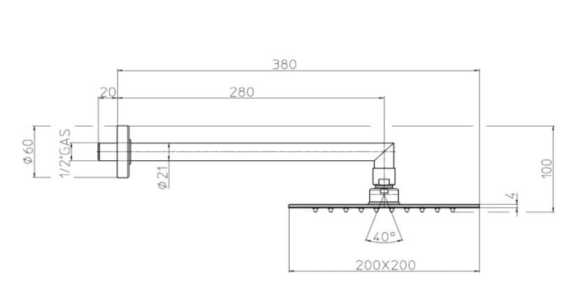 Квадратная душевая головка из нержавеющей стали Bossini Tetis ARCH-00045275 - Вид №2