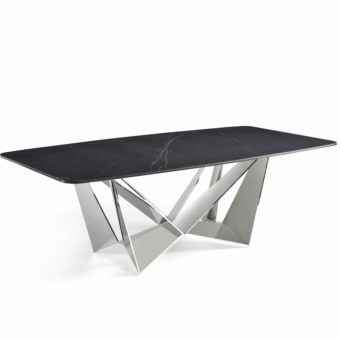 Обеденный стол прямоугольный с черным мрамором 260 см CT2061-MARM-NEGRO от Angel Cerda ANGEL CERDA  241906 Черный  - Вид №1