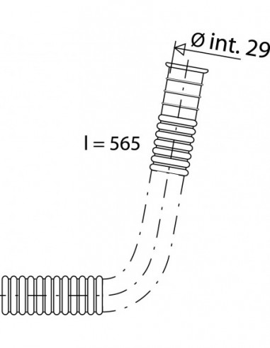 040700 001 00  Гибкая трубка для перелива ванны, внутреннее Д. 29 мм, Л. 565 мм, белый полипропилен Valentin Белый  - Вид №2