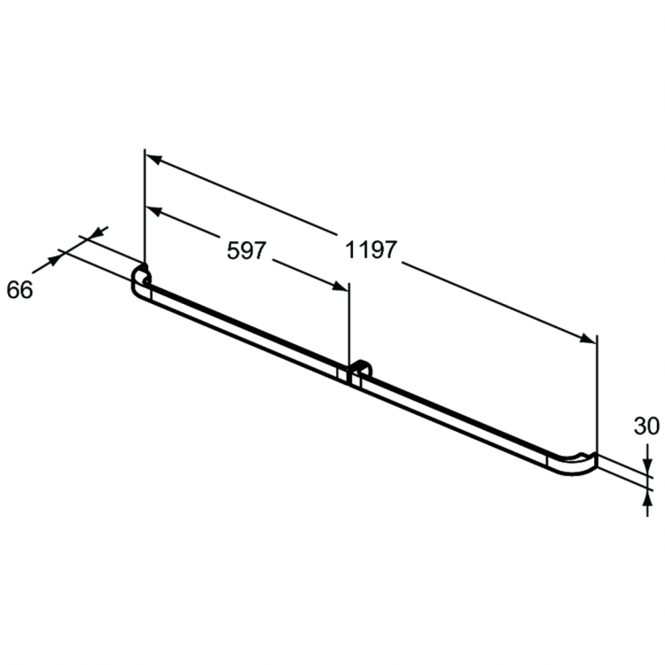 R4361WG Комплект ручек 597x66x30 мм для тумбы и декоративного модуля для раковины Ideal Standard TONIC II - Вид №4